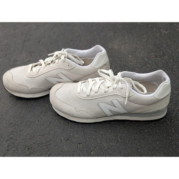 New Balance Mens 515 White Aluminum Gray Lace Up Sneakers...